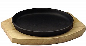 Сковорода круглая на деревянной подставке 18,5см