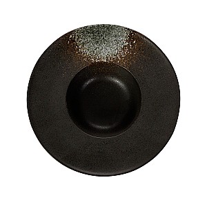Тарелка для пасты  Corone 230 мм черная с зеленым